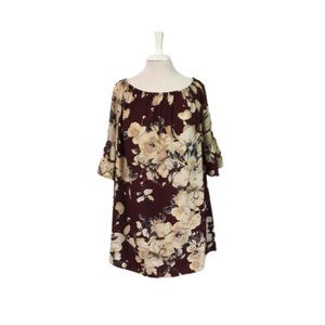 Cherish Off Shoulder Floral Top Bell Sleeves Large